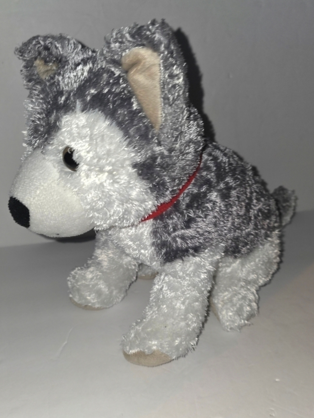 Pier One Gray white Husky dog plush stuffed animal 15" Wolf Collectable